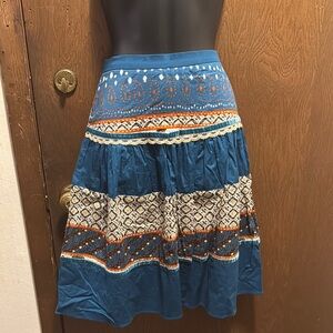 Blue Tiered Skater Skirt for Casual Resort Wear